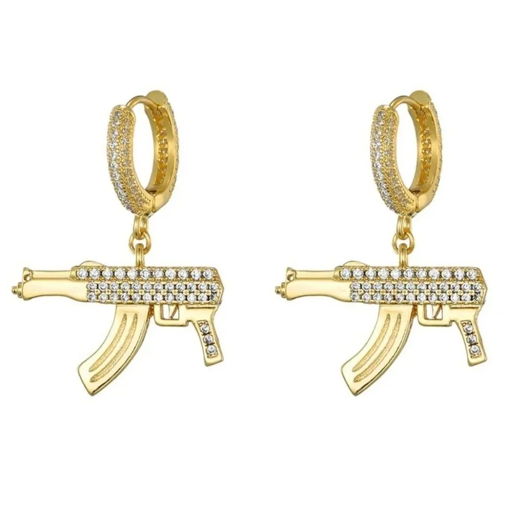 Hoop machine gun earrings